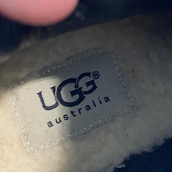 UGG Australia  Alexandra Suede Wedge Black/Cream Fur Trim Boots - Size 7.5 - Picture 5 of 8